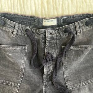 We The Free Women's Black Barrel Jeans with Drawstring